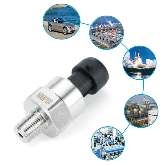 100PSI 5V 1 or 8NPT Stainless Steel Oil Fuel Air Pressure Transducer Sender Sensor-1