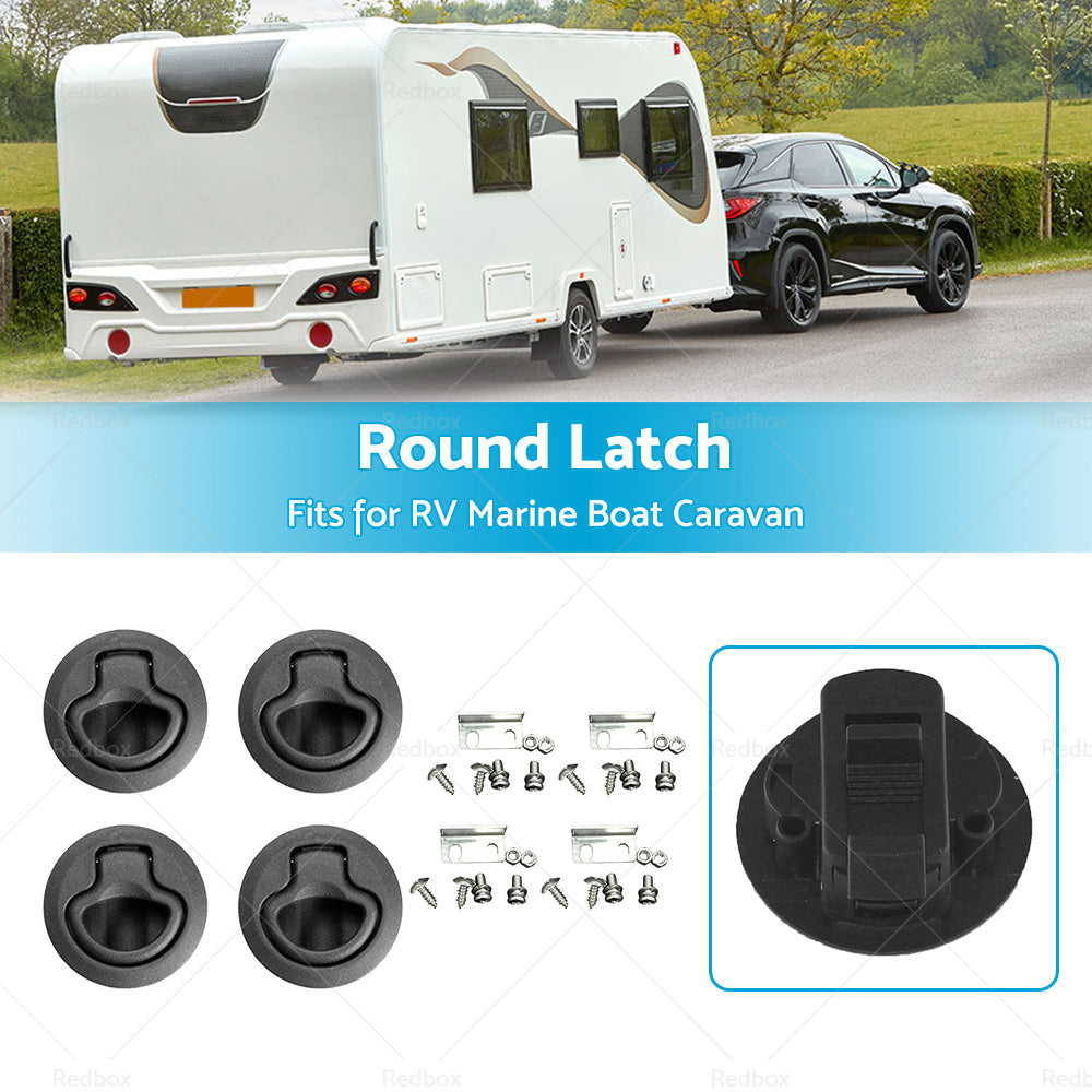 4x Round Flush Pull Slam Hatch Latch Door Lock Deck For RV Marine Boat Caravan-2