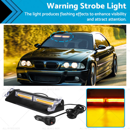 Amber Bar LED Flashing Beacon Strobe Warning Light Car Truck For Windshield Dash-0