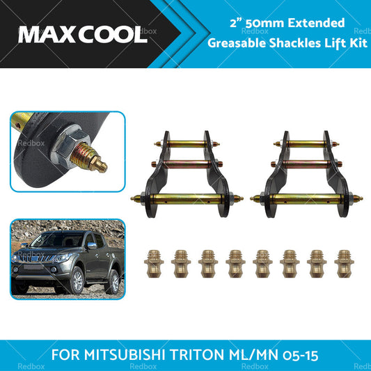FOR MITSUBISHI TRITON ML or MN 05-15 EXTENDED GREASABLE SHACKLES 2 inch  50MM LIFT KIT-0