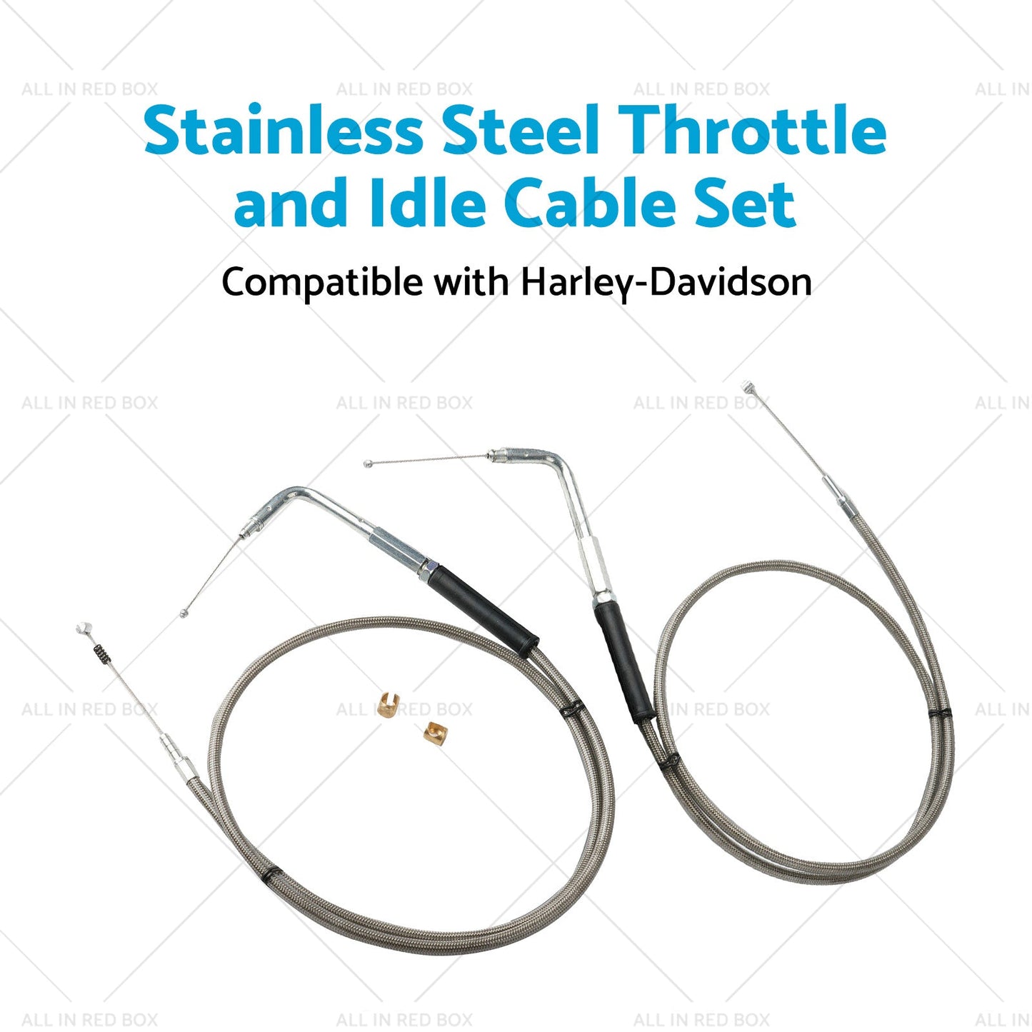 Stainless Steel 56-1 2 Throttle and Idle Cable Set Suitable for Harley-Davidson-3