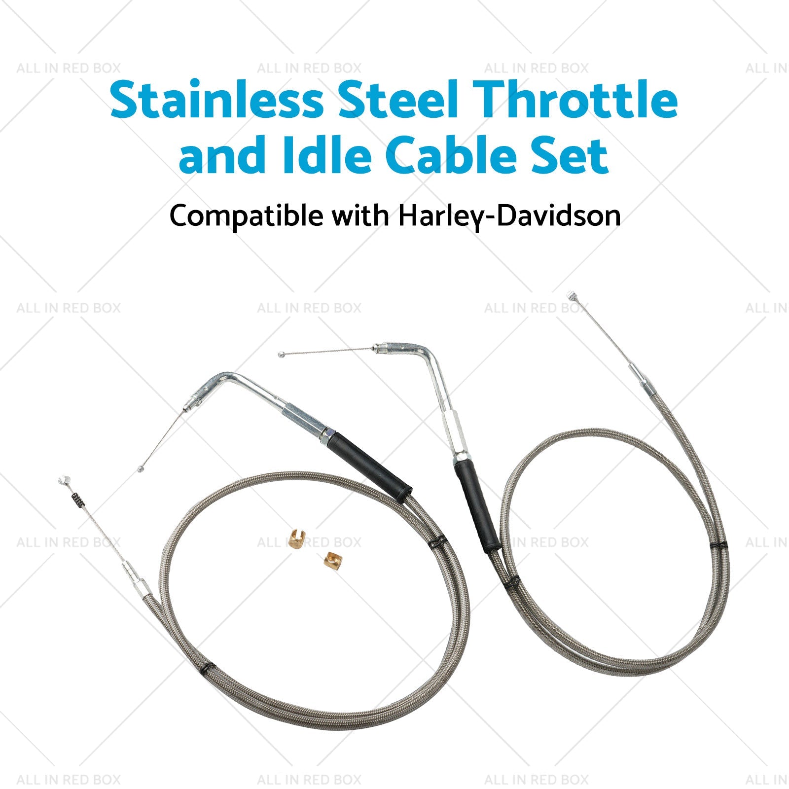Stainless Steel 56-1 2 Throttle and Idle Cable Set Suitable for Harley-Davidson-3