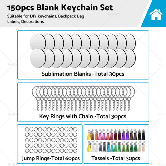 Bulk Keychains Ornament Set 150PCS Sublimation Blank Keychain for Crafts Jewelry-1