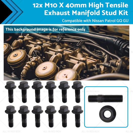 M10 X 40mm 12x High Tensile Exhaust Manifold Stud Kit Suitable for TD42 GQ GU-0