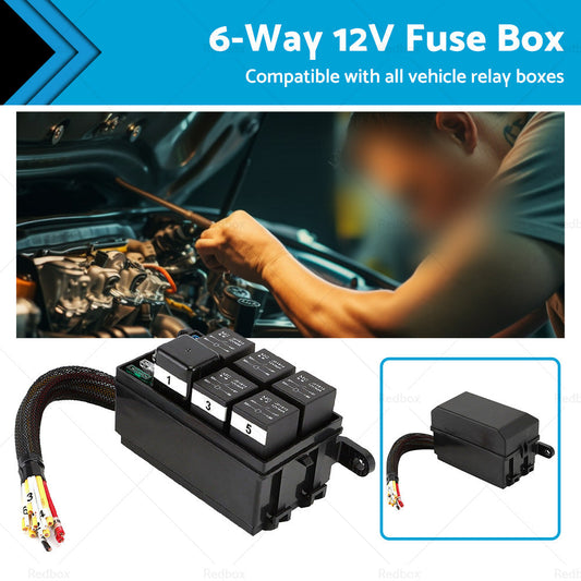 6-Way 12V Auto Waterproof Fuse Relay Holder Box Block 40A Relays with ATC Fuse-0