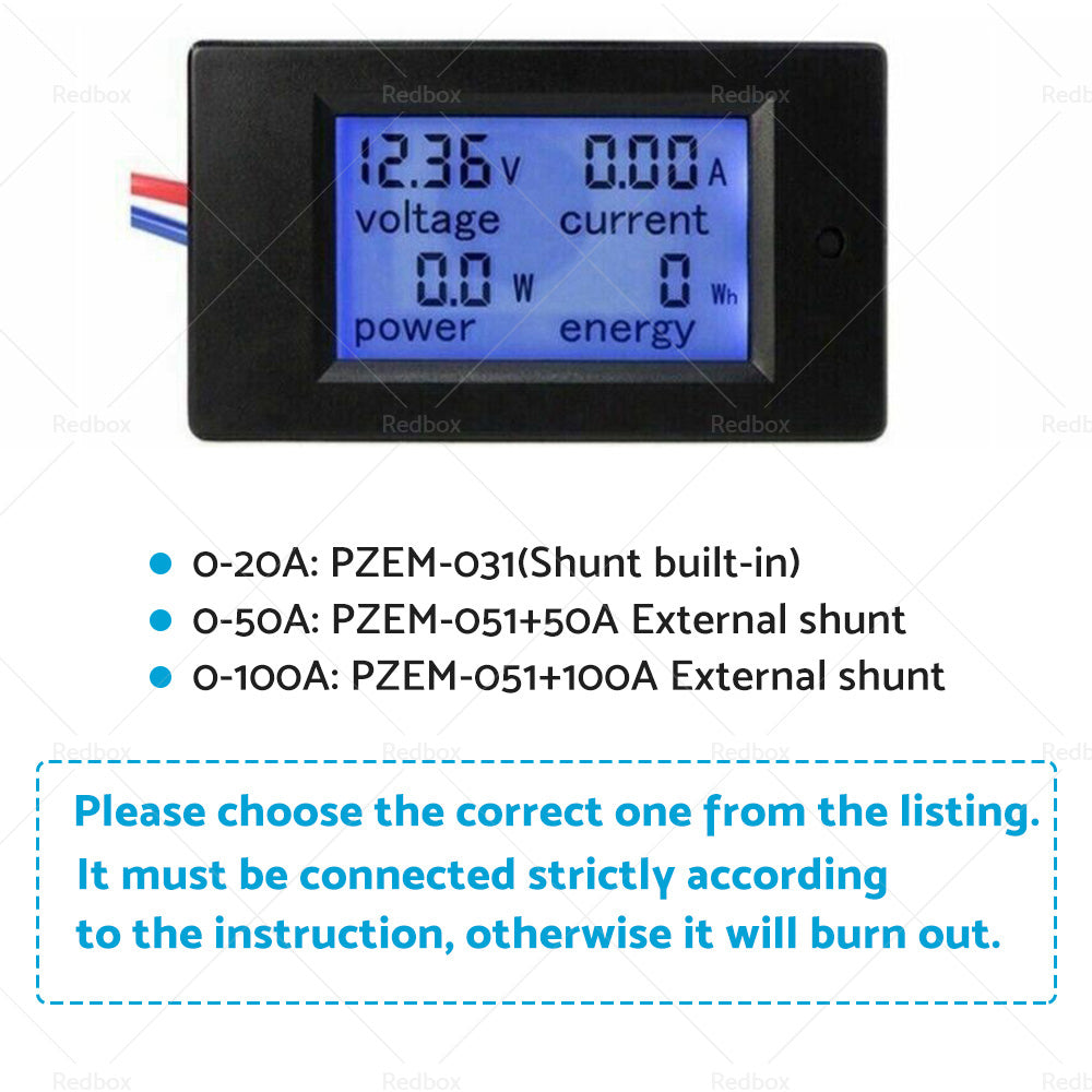 DC 6. 5~100V 20-50-100A LCD Digital Combo Panel Display Volt Amp Power Watt Meter-1