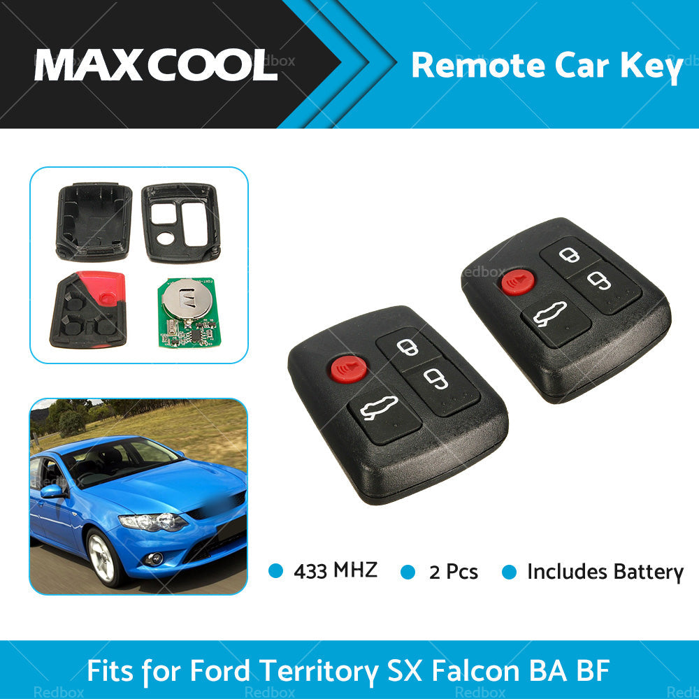 2PCS 4 Buttons 433MHz Remote Car Key For Ford Territory SX XR6 XR8 Falcon BA BF-1