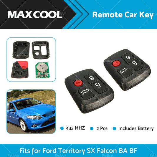 2PCS 4 Buttons 433MHz Remote Car Key For Ford Territory SX XR6 XR8 Falcon BA BF-1