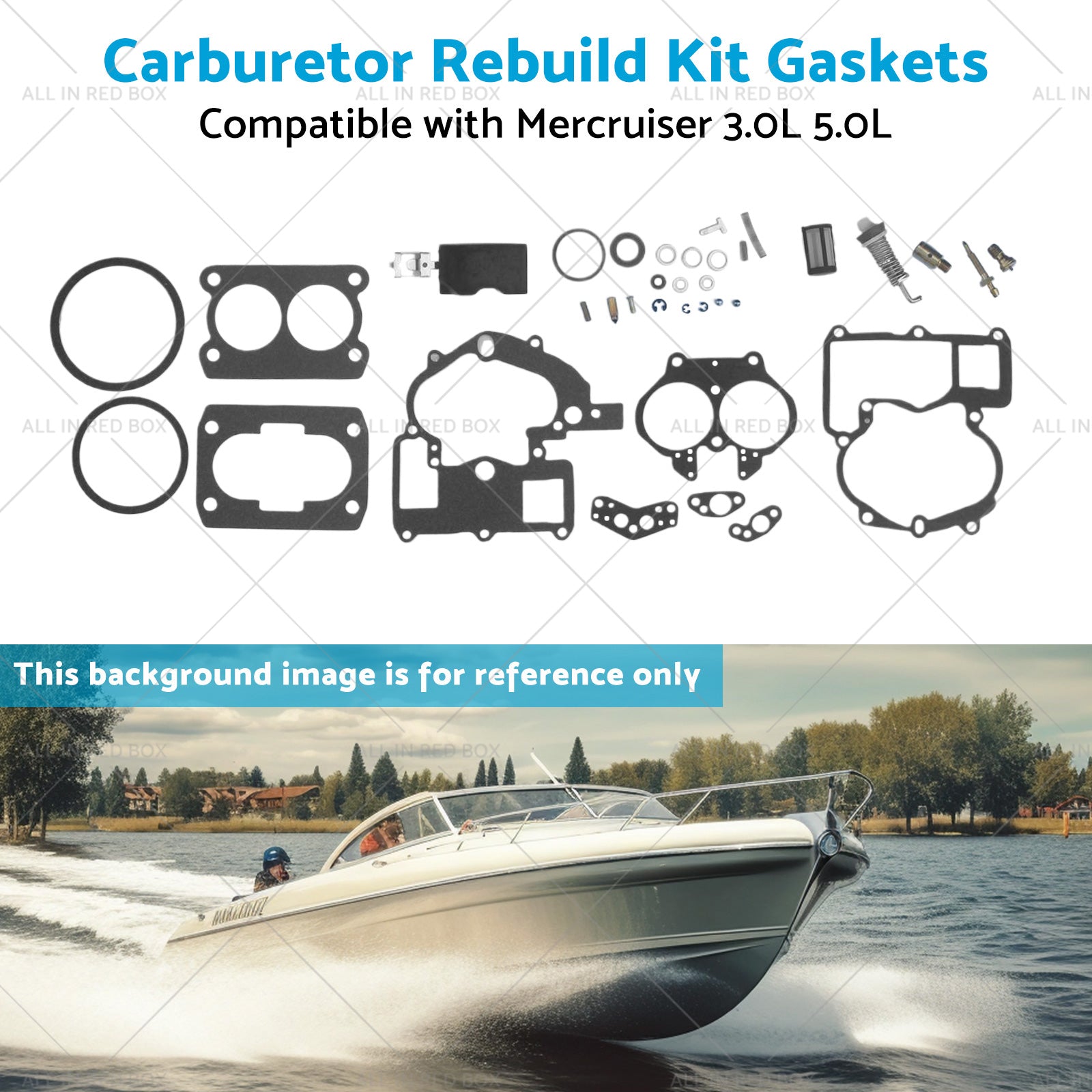 302-804844002 Carburetor Rebuild Kit Gaskets Suitable for Mercruiser 3. 0L 5. 0L-4