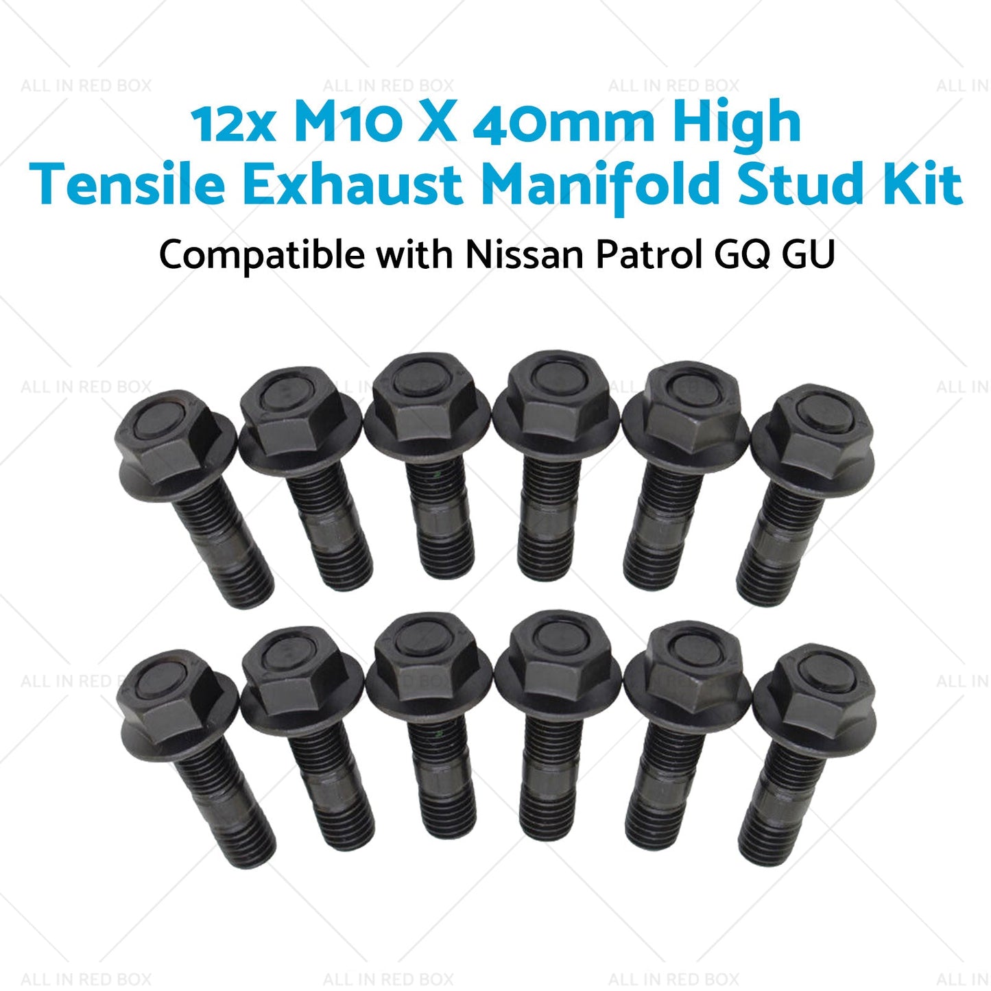 M10 X 40mm 12x High Tensile Exhaust Manifold Stud Kit Suitable for TD42 GQ GU-3