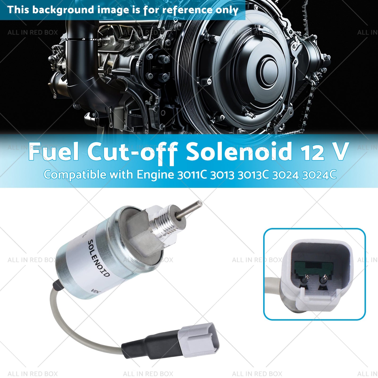 Fuel Cut-off Solenoid 12 V Suitable for Engine 3024 3024C 3011C 3013 3013C-2