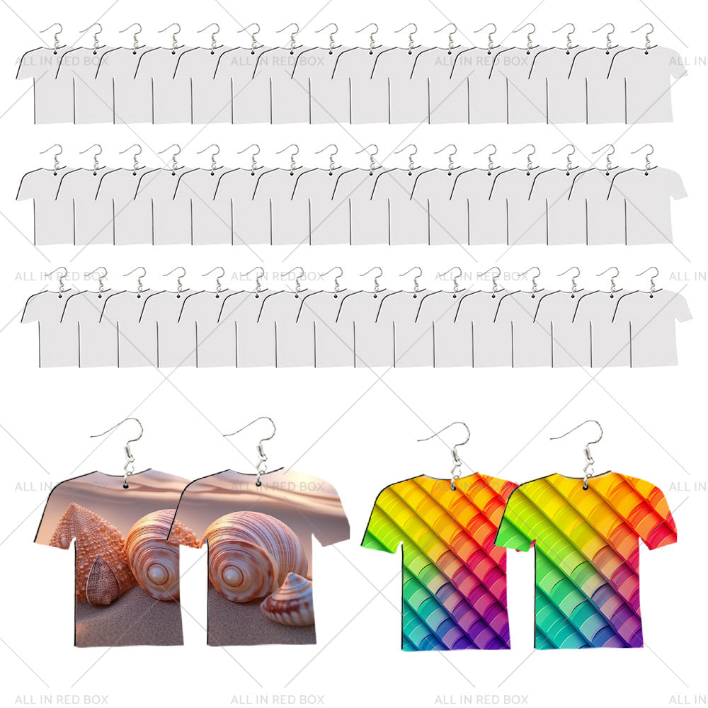 48PCS Blank Jewelry Earring Wood MDF Football Shirt Earring Double-Sided DIY-3
