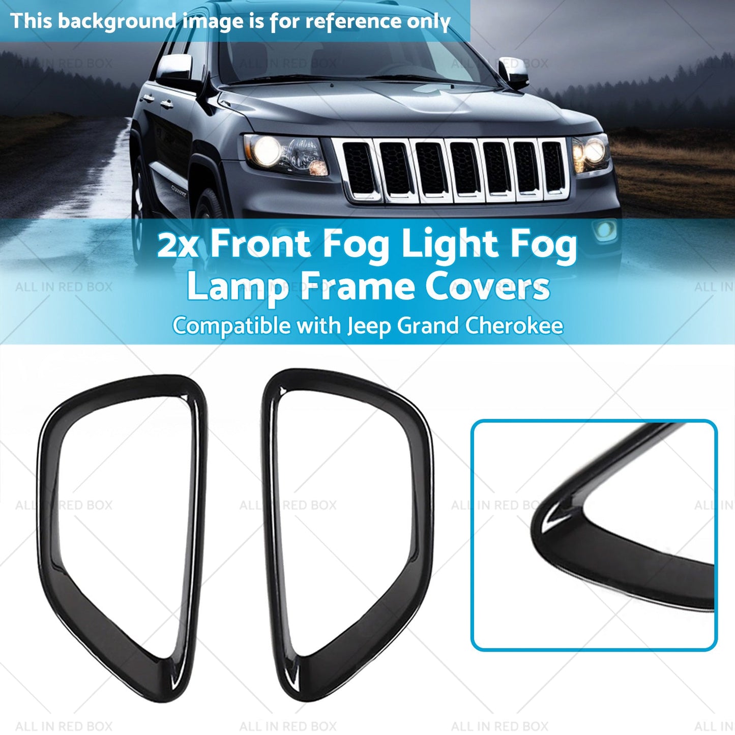 2x Front Fog Light Fog Lamp Frame Covers Suitable for 14-16 Jeep Grand Cherokee-2