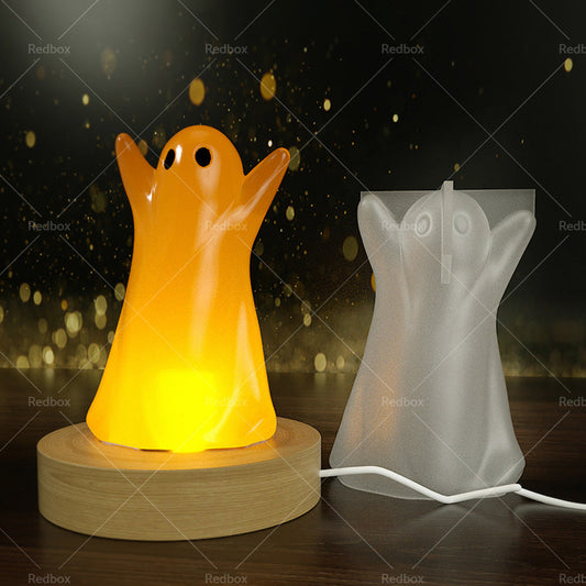 Ghost Mold Halloween Ghost Silicone Wooden Lighted Base DIY Resin Epoxy Casting-1