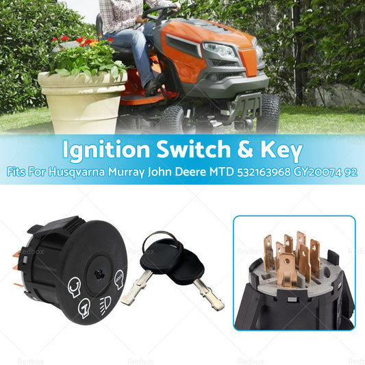 Ignition Switch  and  Key For Husqvarna Murray John Deere MTD 532163968 GY20074 92-1