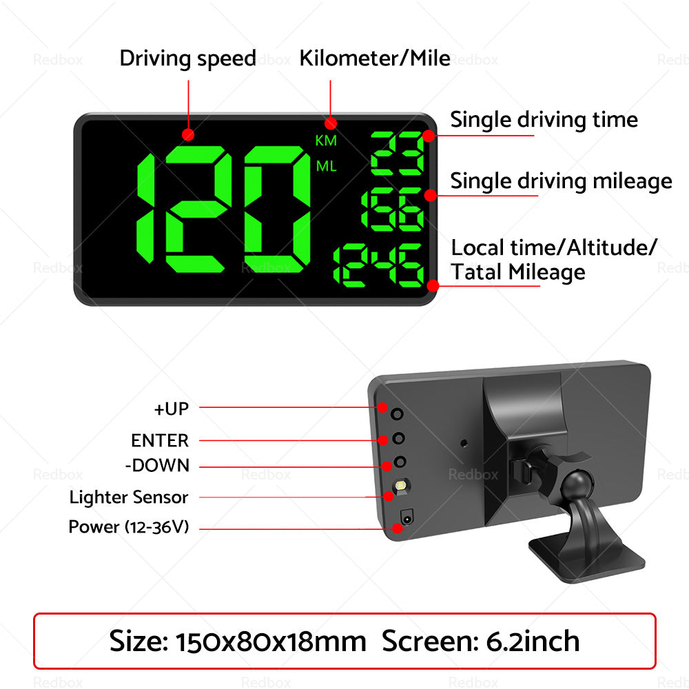 Truck GPS Speedometer 6. 2inch Extend Display Odometer Overspeed Alarm MPH KMH-2