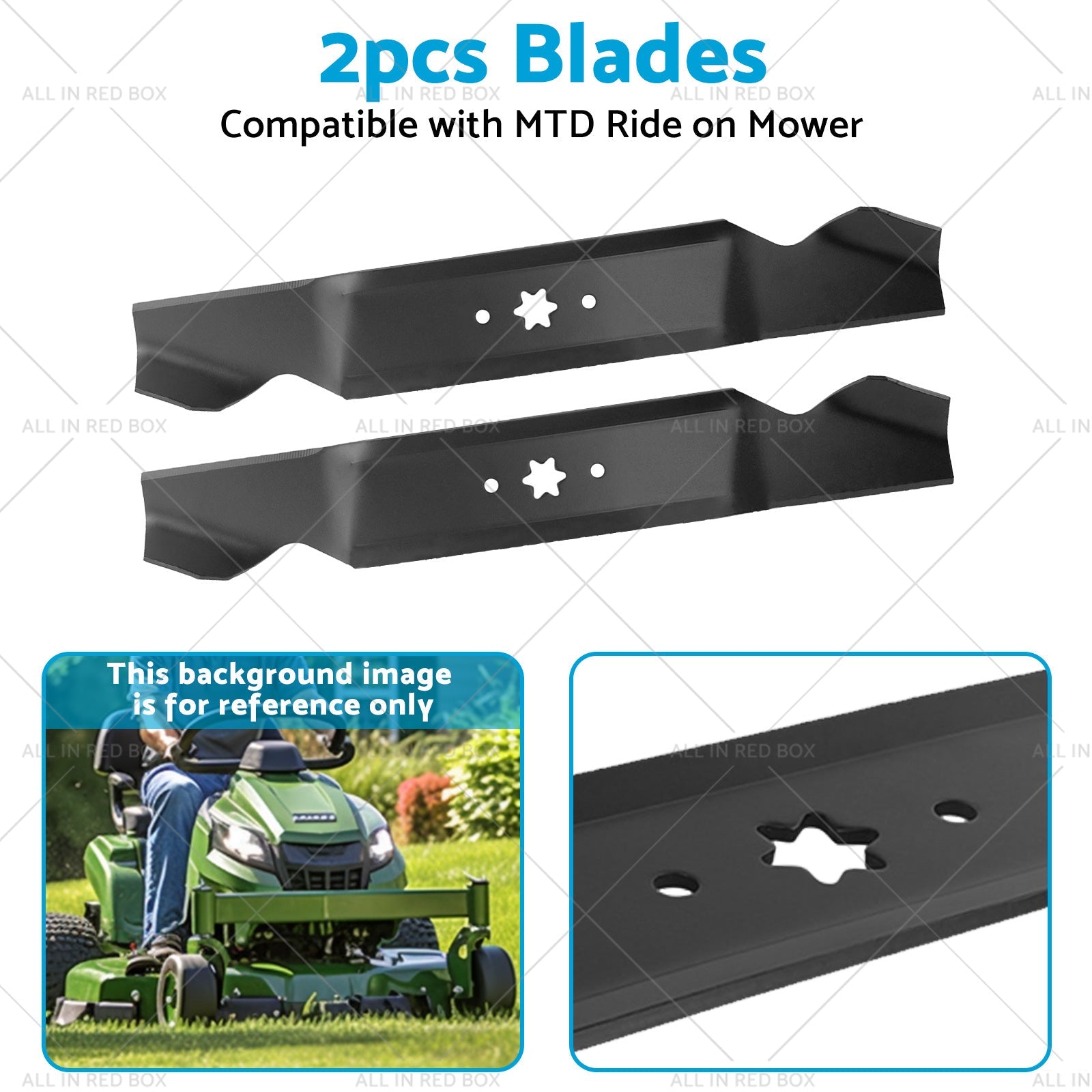 2x Blades Suitable for 38inch MTD Ride on Mowers 6 Point Centre Hole 742-0654-2