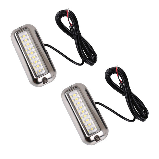 2x Blue 27LED Underwater Marine Transom Boat Light 316 Stainless Steel Pontoon-0