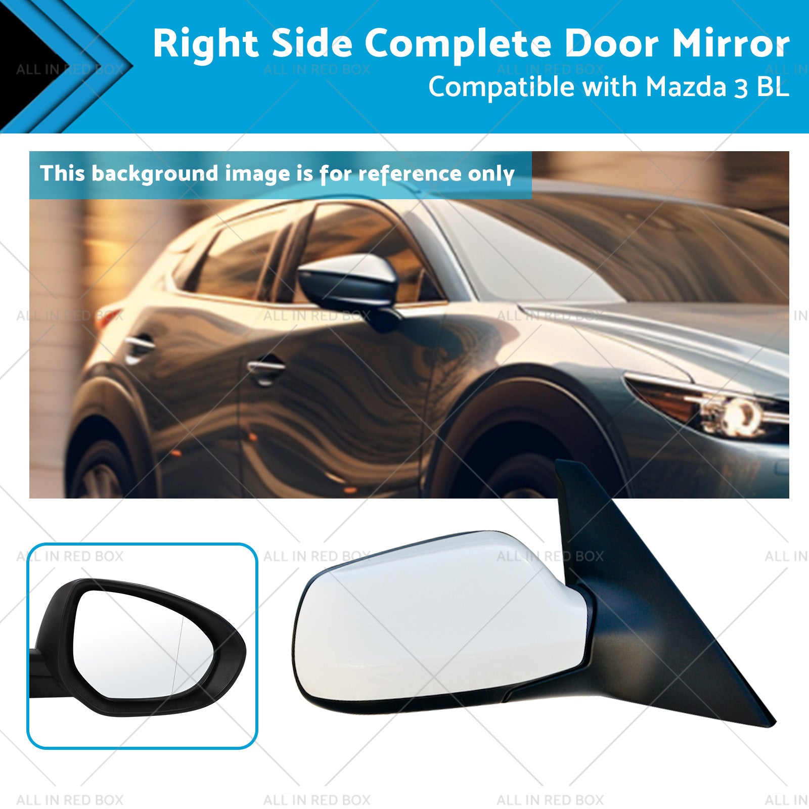 Right Door Mirror Suitable for Mazda 3 BL 2009-2013 NO Indicator White-0