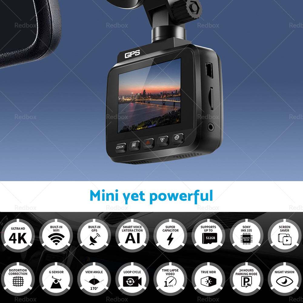 4K Built in WiFi GPS Car Dash Camera Recorder UHD 2160P LCD 170隆茫 WDR Night Visio-3