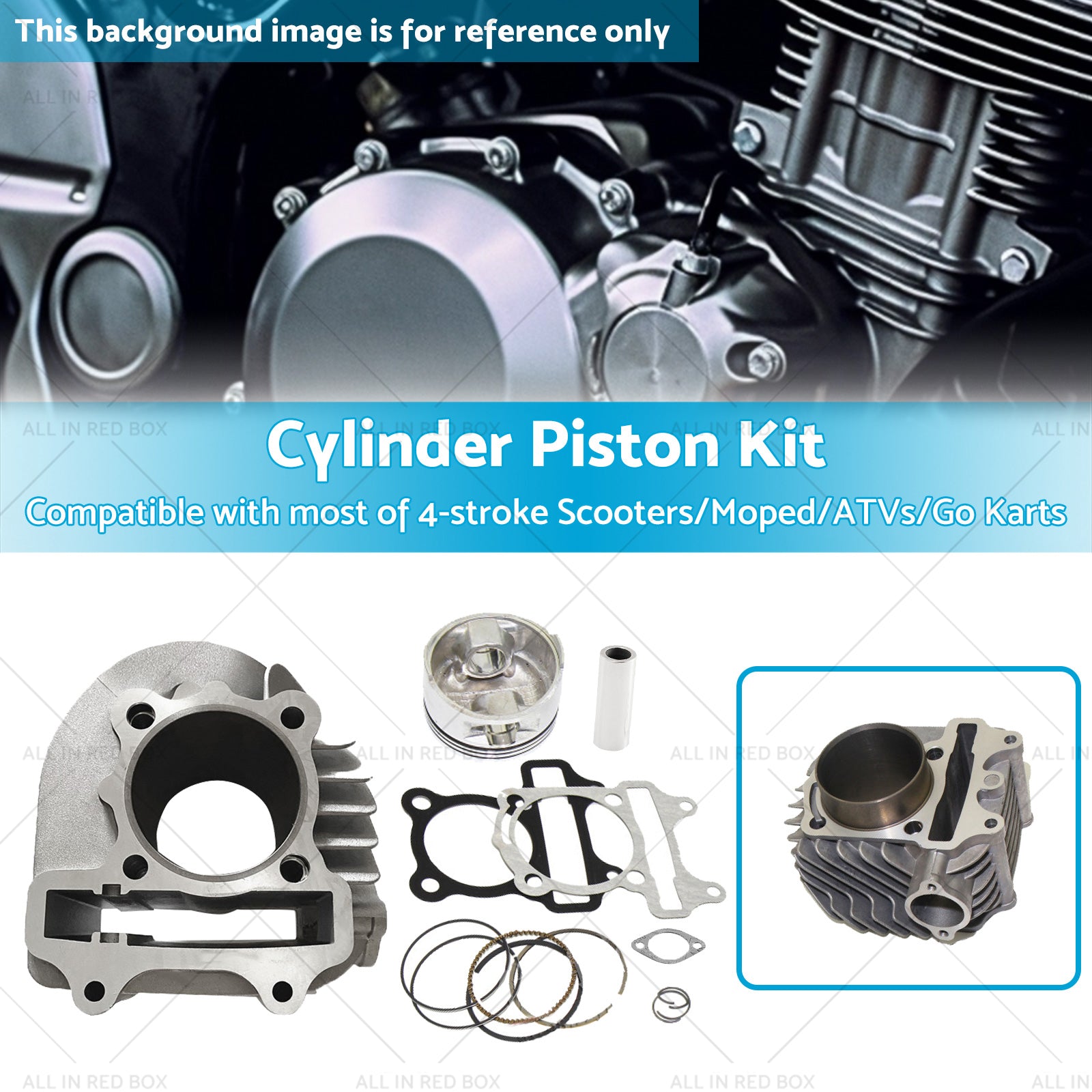61mm Bore Cylinder Upgrade Kit Piston Gasket Suitable for GY6 172cc 180cc Motor-2