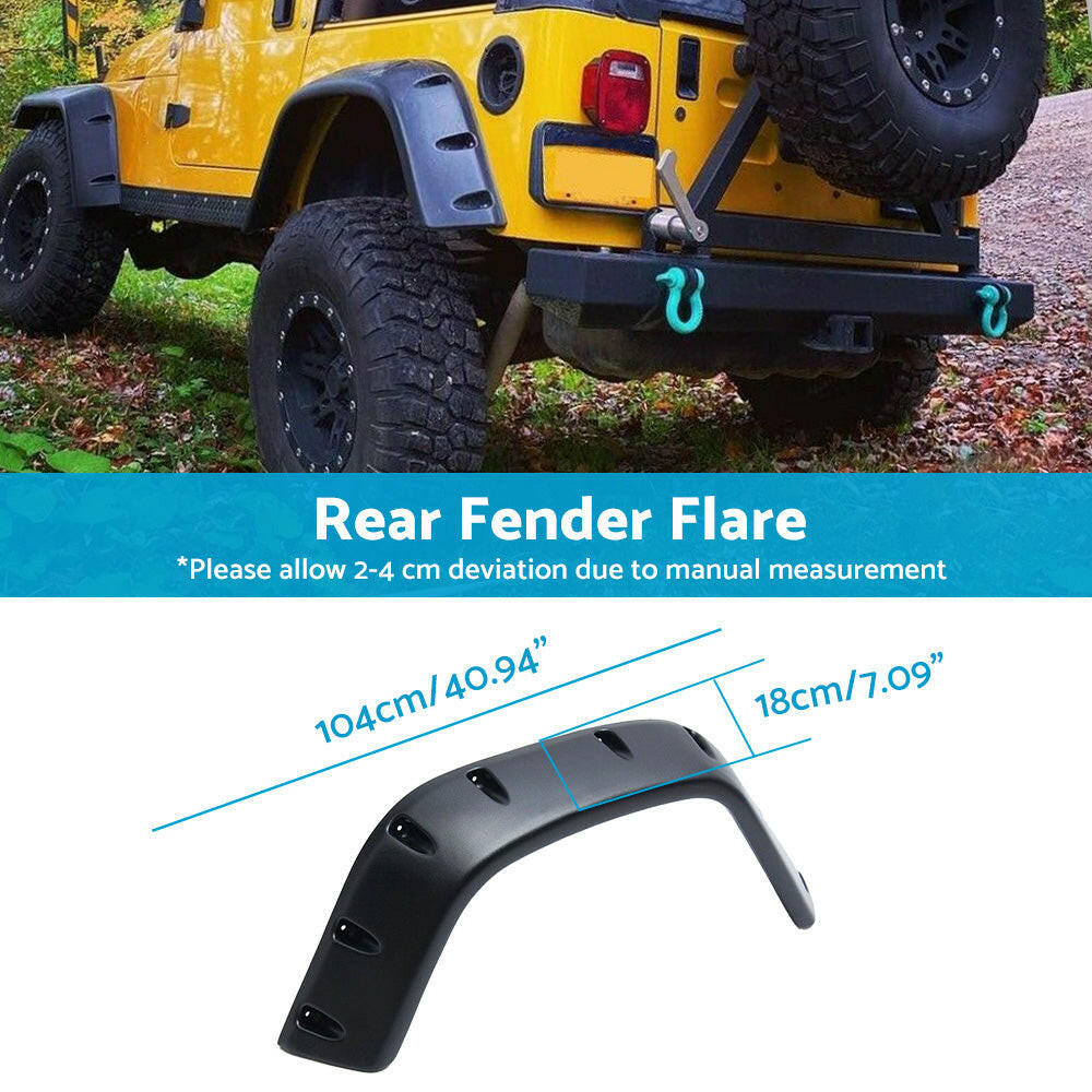 Pocket Style Matte Black Fender Flares Jungle Guard Suitable For Jeep Wrangler TJ 1997-2006-4
