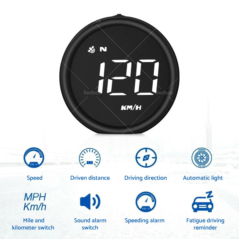 Car Digital Speedometer GPS Head Up Display MPH or KM Overspeed Tired Warning Alarm-4