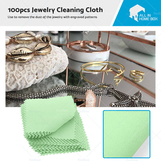 100PCS Silver Polishing Cloths Jewelry Cleaning Cloth Clean Polish Coin Ring 8x8-0