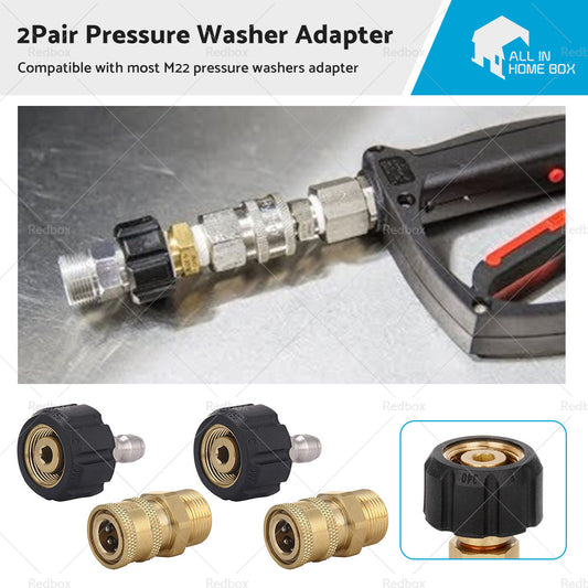 2 Pair Pressure Washer Adapter 1 4inch Quick Connect Coupler Kit M22-14 Adapter-0