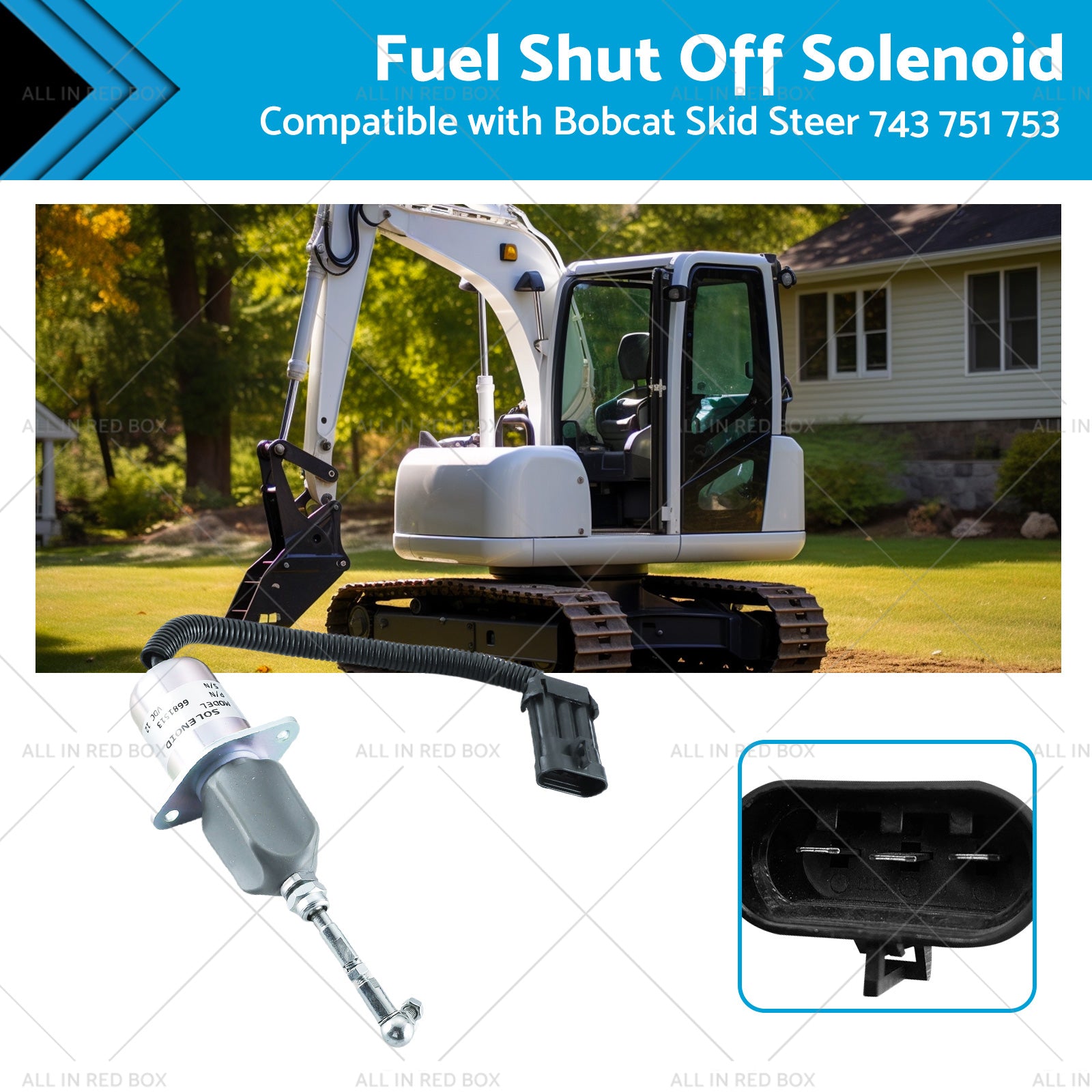 Fuel Shut Off Solenoid Kit Suitable for Bobcat Skid Steer 743 751 753 T190 S185-0