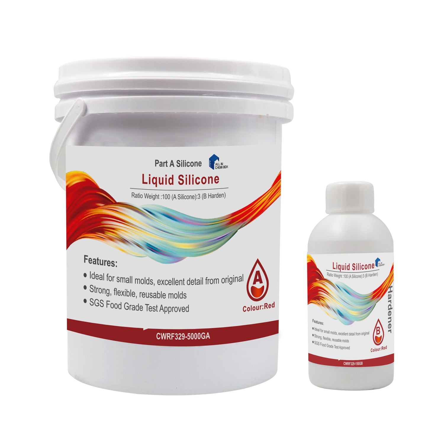 SH25 Liquid Silicone Rubber Mould Making Kit 100:3 Mix - 1Kg 5Kg 10Kg Red-6