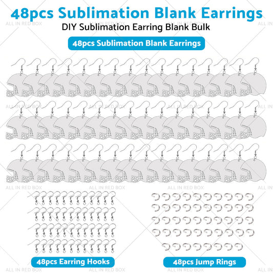 48PCS Sublimation Helmet Earring Blank MDF Double-Sided w  Hook and Jump Ring-1