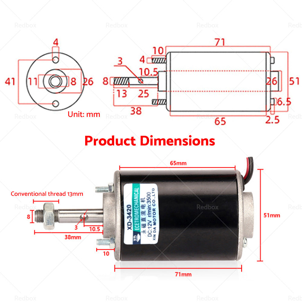 12V 30W Permanent Magnet DC Electric Motor High Speed CW CCW Generator-2
