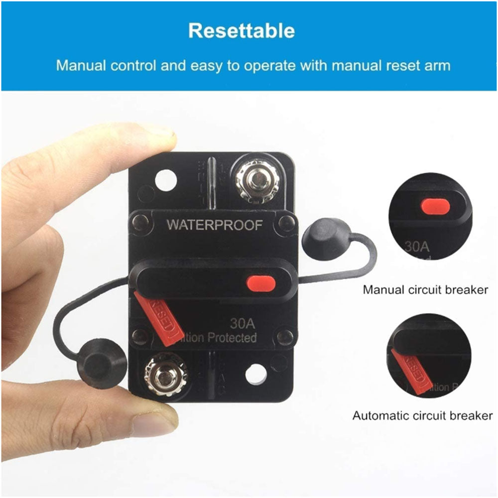 30-300AMP Car Circuit Breaker Fuse Reset Waterproof 12V-24V DC Car Boat Auto-3