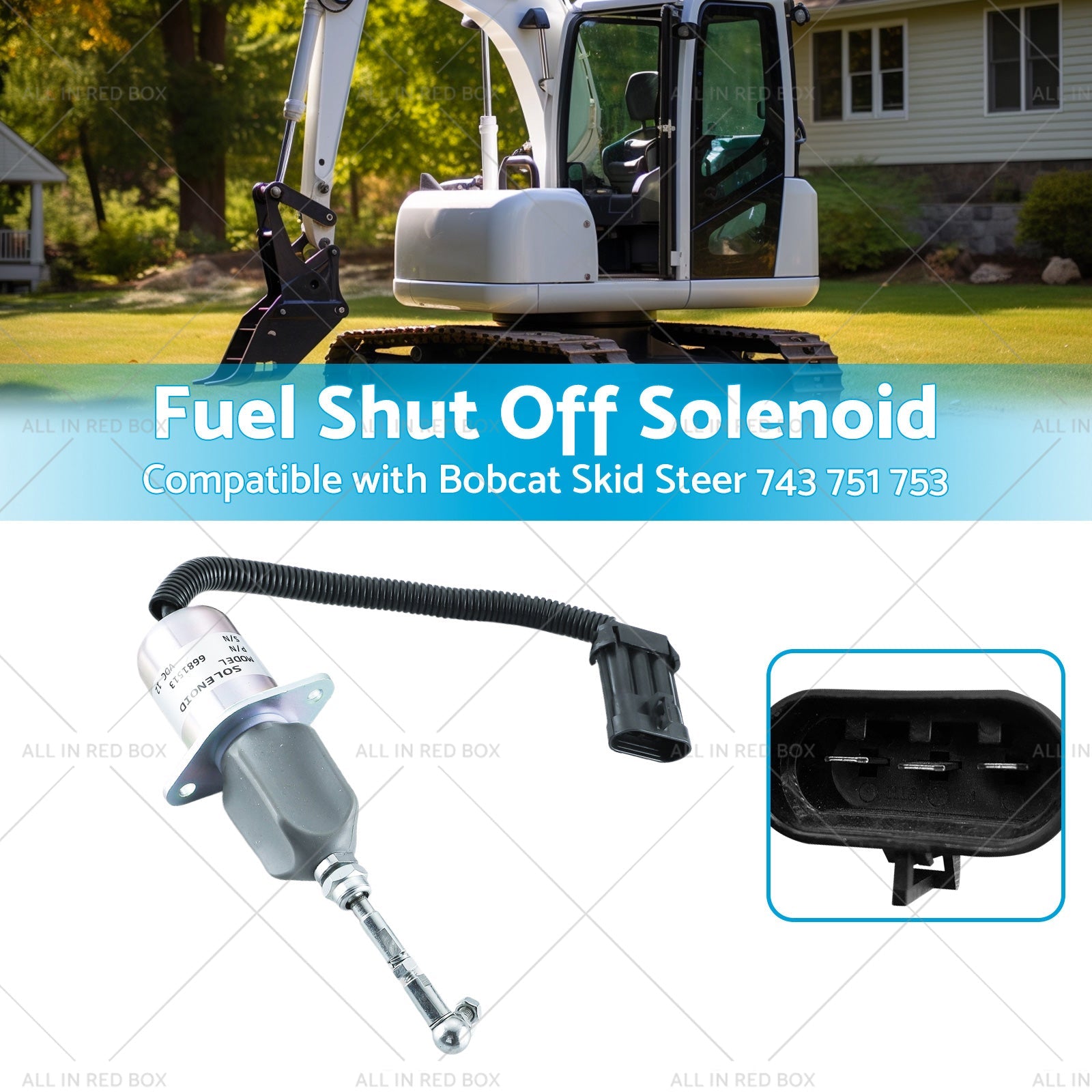 Fuel Shut Off Solenoid Kit Suitable for Bobcat Skid Steer 743 751 753 T190 S185-2