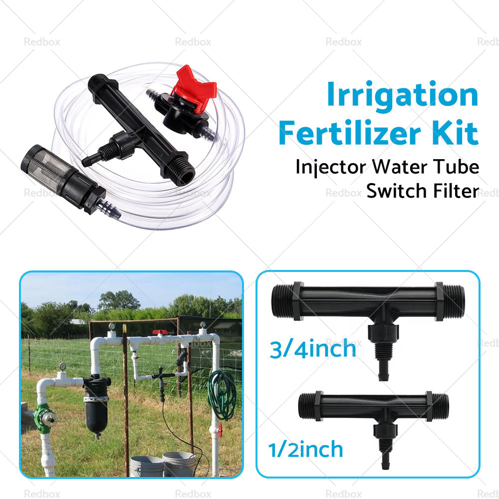 1/2  3/4  Irrigation Venturi Fertilizer Kit Injector Water Tube Switch Filter-3
