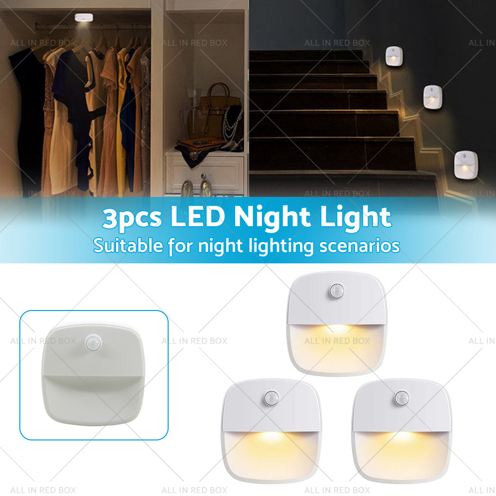 3 PCS Cordless Battery-Powered LED Night Light Motion Sensor Light-Warm White-1
