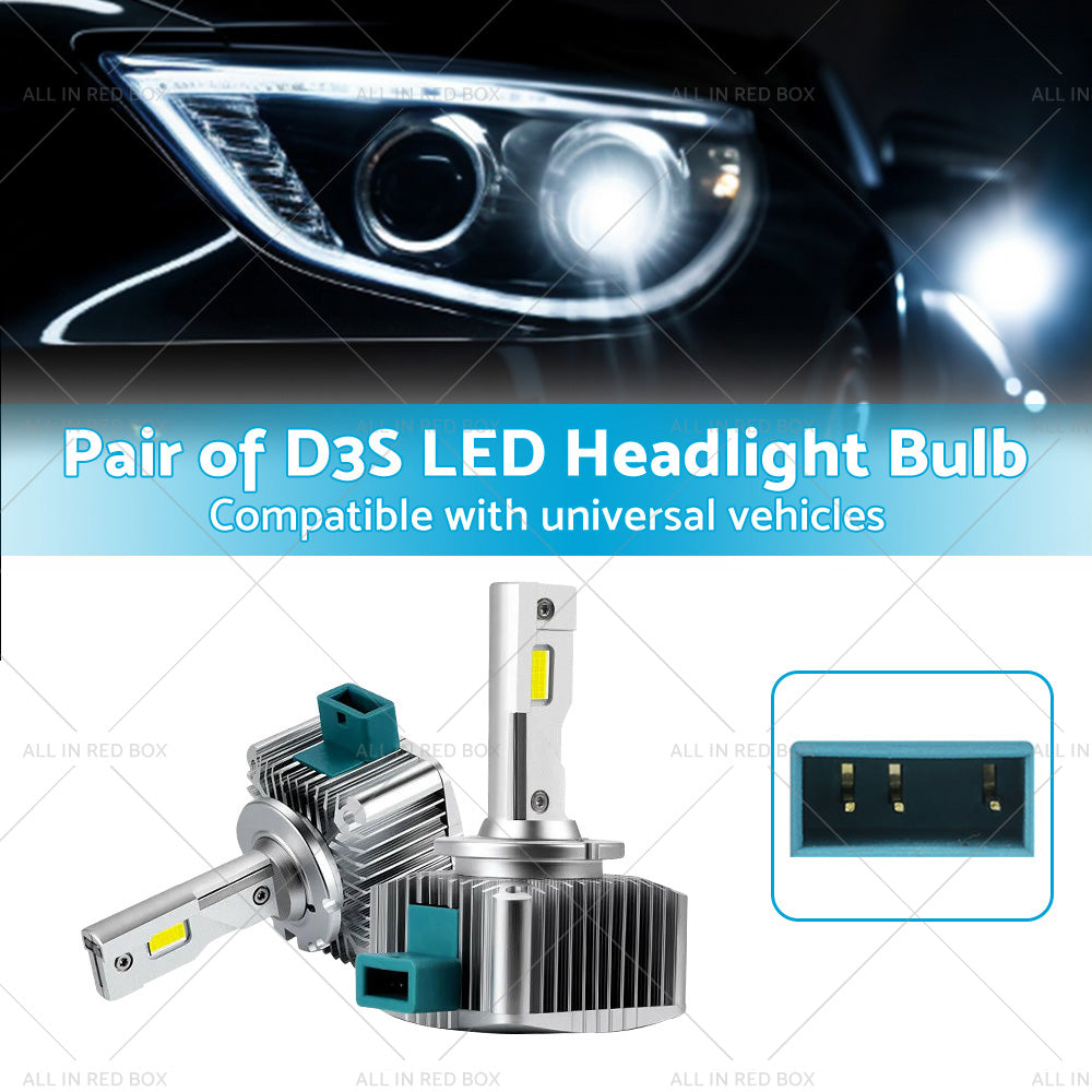 Pair of D3S LED Headlight Bulbs Conversion Kit Replace HID Xenon Lamps 90W 2pcs-2