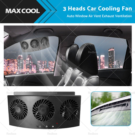 Car Exhaust Window Fan Cooler Air Vent Cooling Fans Ventilator 3Heads Adjustable-0
