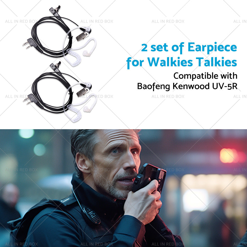 2PCS Covert Acoustic Tube Earpiece Headset Mic Suitable for Baofeng Kenwood-2