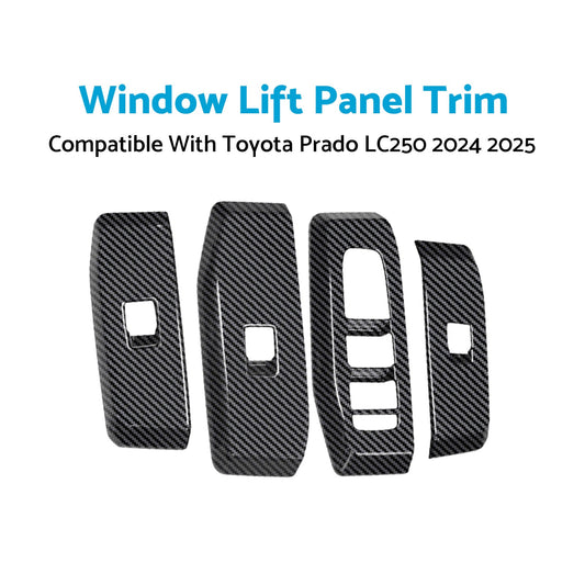 4Pcs Window Lift Panel Trim ABS Carbon Fiber Suitable For Prado LC250 2024-2025-0