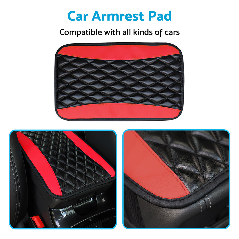 Universal Car Armrest Cushion Cover Center Console Box Pad Protector PU Leather-3
