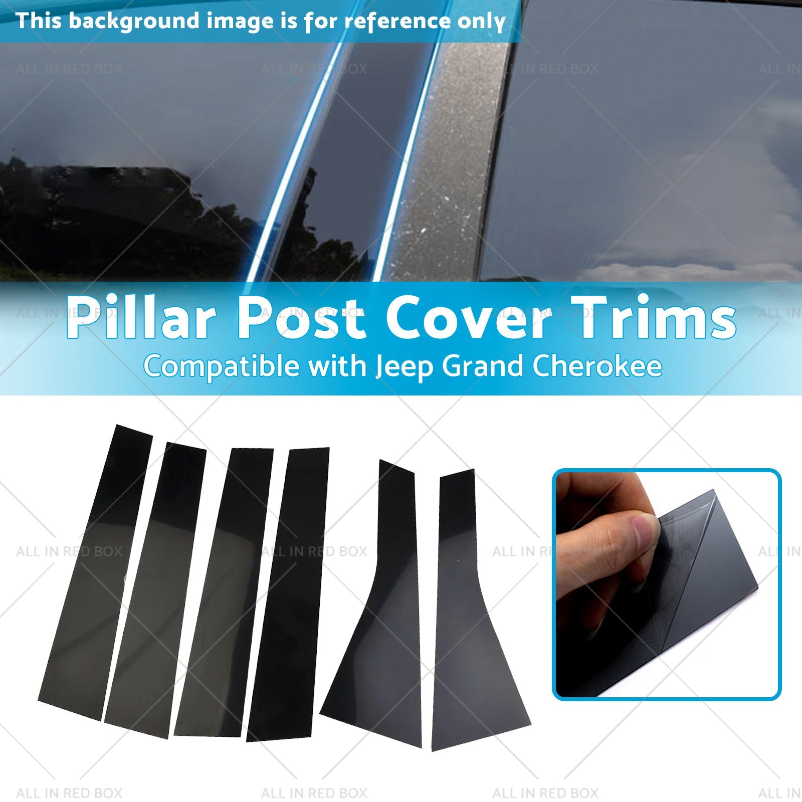 6PCS Black Pillar Post Cover Trims Suitable for 2011-2021 Jeep Grand Cherokee-2