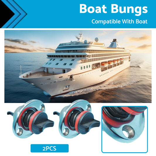 2x Boat Bungs Chrome Base with plastic Bung Coarse Thread Transom Bung Complete-0
