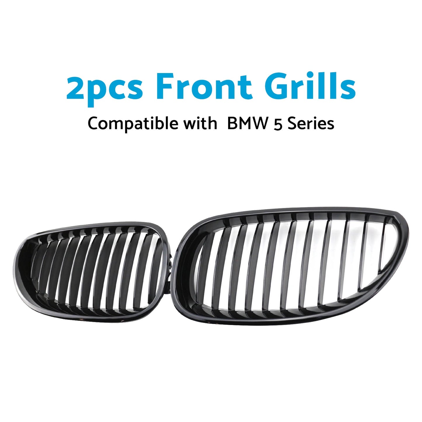 Gloss Black Front Grille Grill Suitable For BMW E60 E61 5 Series 2003-2010-1