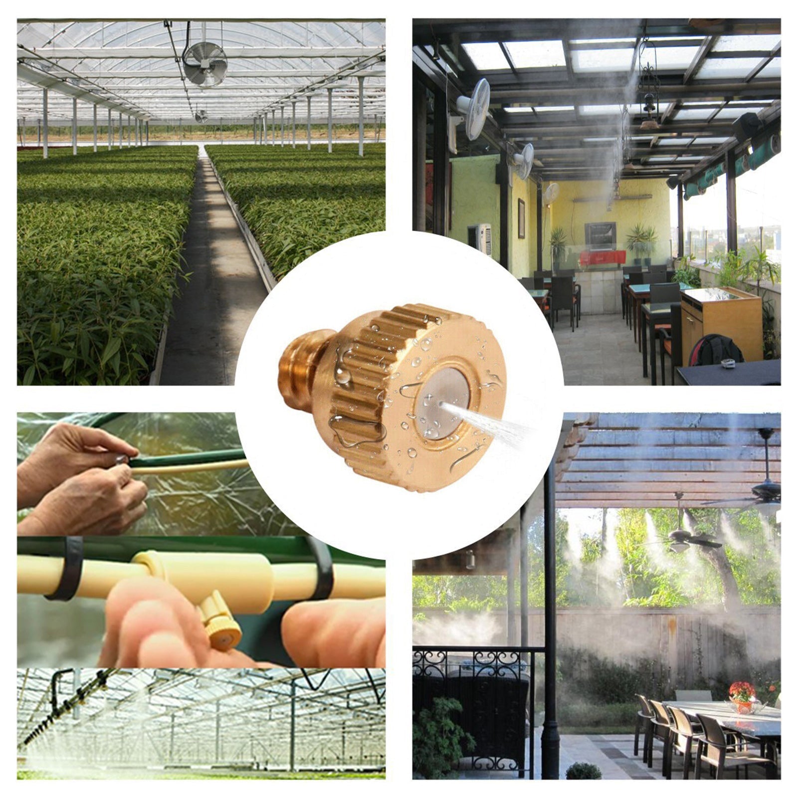 Brass Misting Nozzles Kit 0.016 Inch 10-24 For Cooling System Water Mister Sprinkle-2