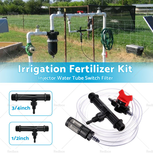 1/2  3/4  Irrigation Venturi Fertilizer Kit Injector Water Tube Switch Filter-1