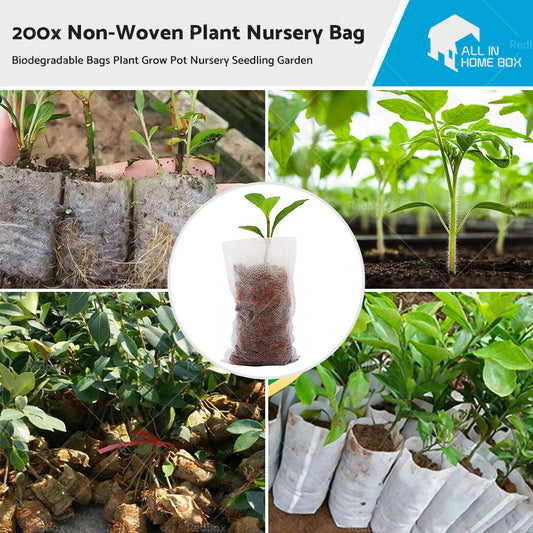 Non-Woven 200PCS Biodegradable Bags Plant Grow Pot Nursery Seedling Garden-0