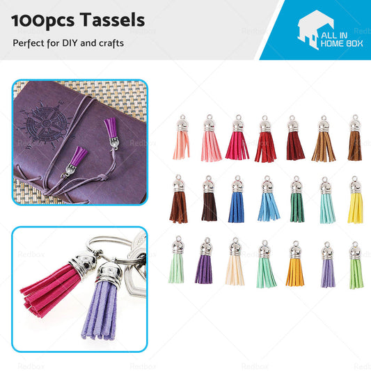 100PCS Key Chain Ring Tassels Pendants Bulk Leather Tassel Crafts Jewelry Making-0