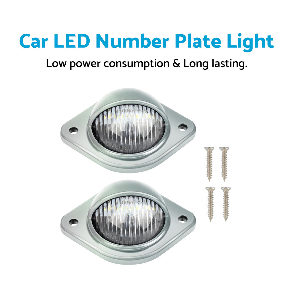 2x Car LED Number Plate Lights 12V Chrome For Trailer Truck Caravan Van Boat-1